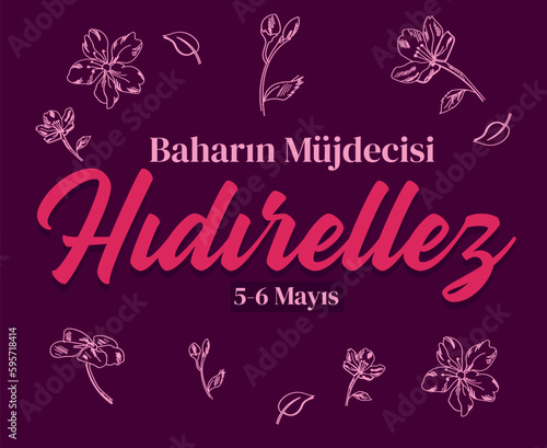 Baharin mujdecisi hidrellez. 5-6 mayis. Translate  The herald of spring  hydrellez. May 5-6. Vector illustration
