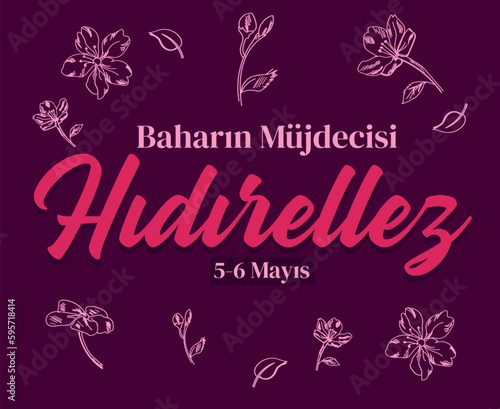 Baharin mujdecisi hidrellez. 5-6 mayis. Translate: The herald of spring, hydrellez. May 5-6. Vector illustration