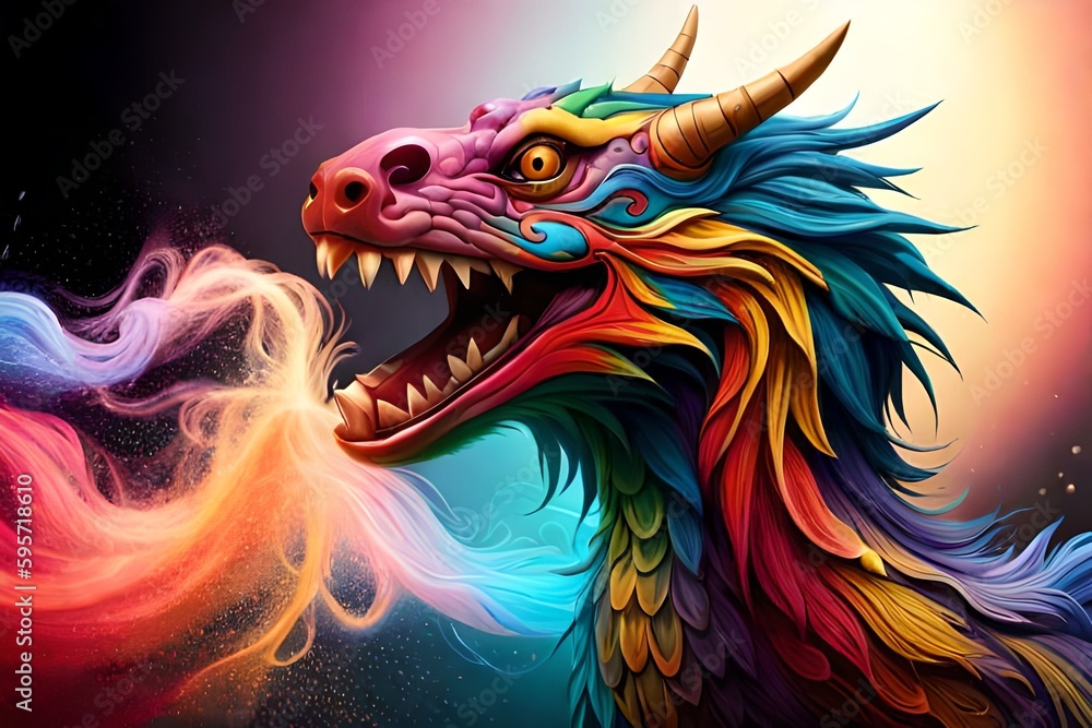 Colorful dragon , Mythology creature . Generative AI Colorful dragon , Mythology creature . Generative AI