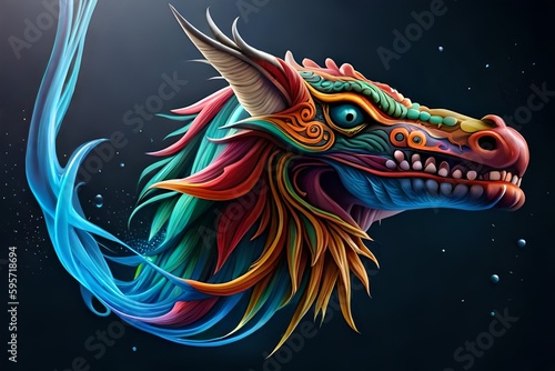 Colorful dragon   Mythology creature . Generative AI