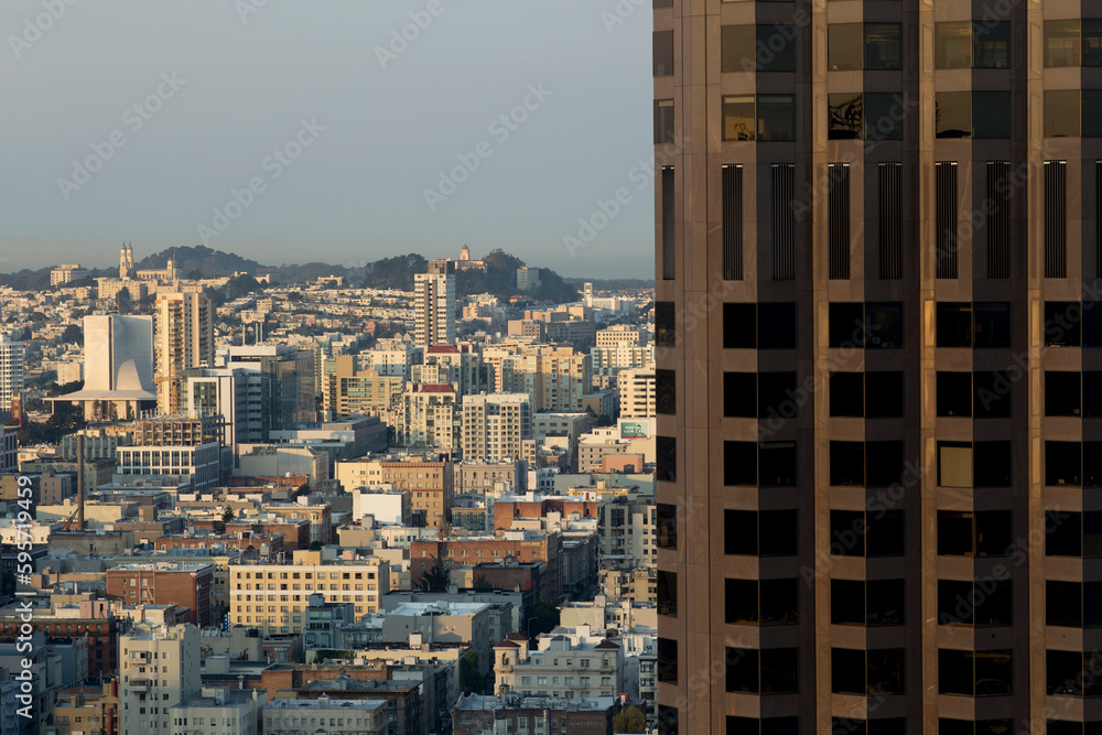 Financial office building and San Francisco cityscape