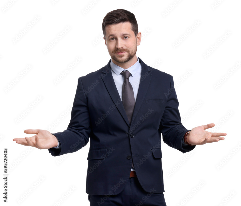 Handsome bearded businessman in suit on white background Handsome bearded businessman in suit on white background