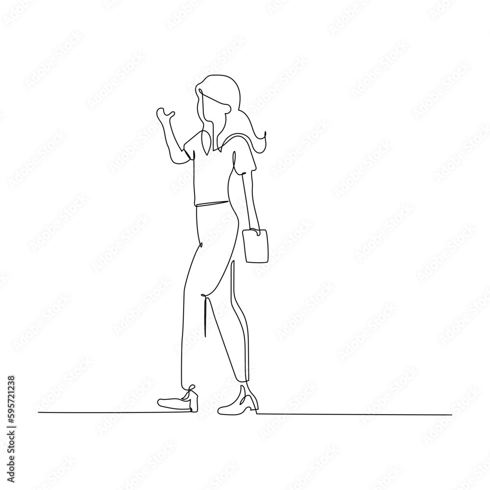 continuous line drawing of a young woman walking with a briefcase. Vector illustration for education or business design continuous line drawing of a young woman walking with a briefcase. Vector illustration for education or business design