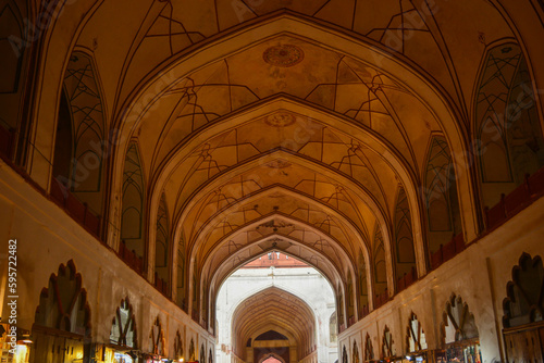Ceiling and Interior of Chhatta Chowk market or Meena Bazar inside the Red Fort complex, Mughal architecture photo