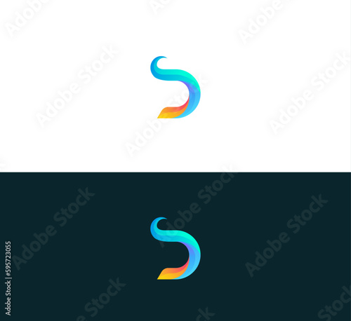 Letter D logo icon design template elements. 3D Colorful D letter logo.