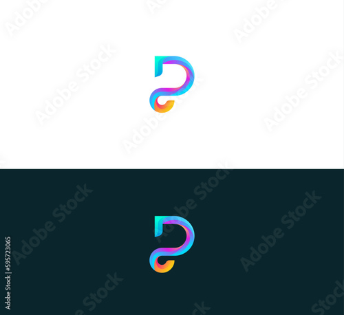 Letter D, P logo icon design template elements. 3D Colorful D, P letter logo.