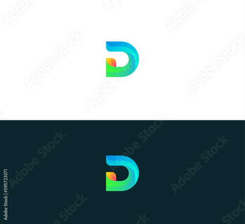 Letter D logo icon design template elements. 3D Colorful D letter logo.