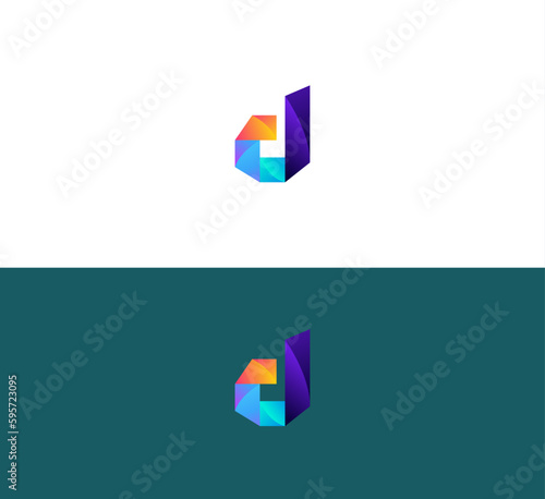 Letter D logo icon design template elements. 3D Colorful D letter logo.