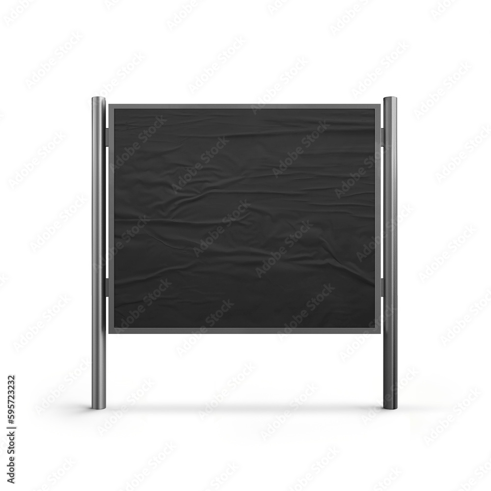 Black wrinkle poster steel stand mockup transparent Black wrinkle poster steel stand mockup transparent
