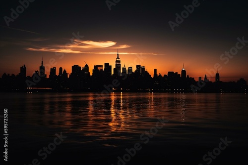 Silhouette of NYC skyline. Generative AI