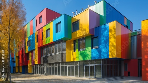 Modern colorful school building positive. Al generated
