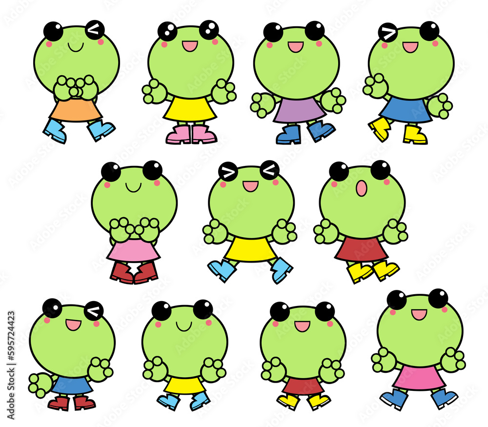 色々な表情や動きのカエルちゃん 色々な表情や動きのカエルちゃん