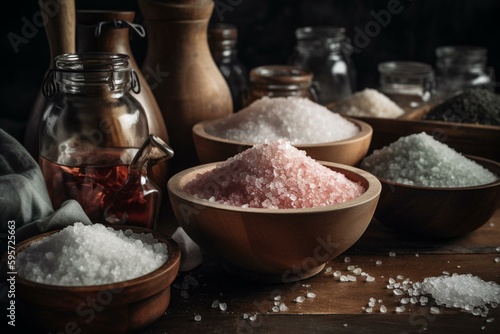 Variety of unique salt. Generative AI