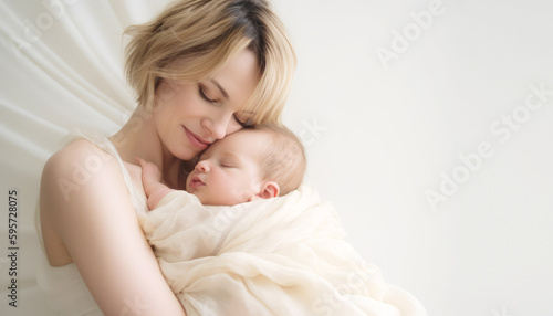 Happy Mom with baby , Generative Ai