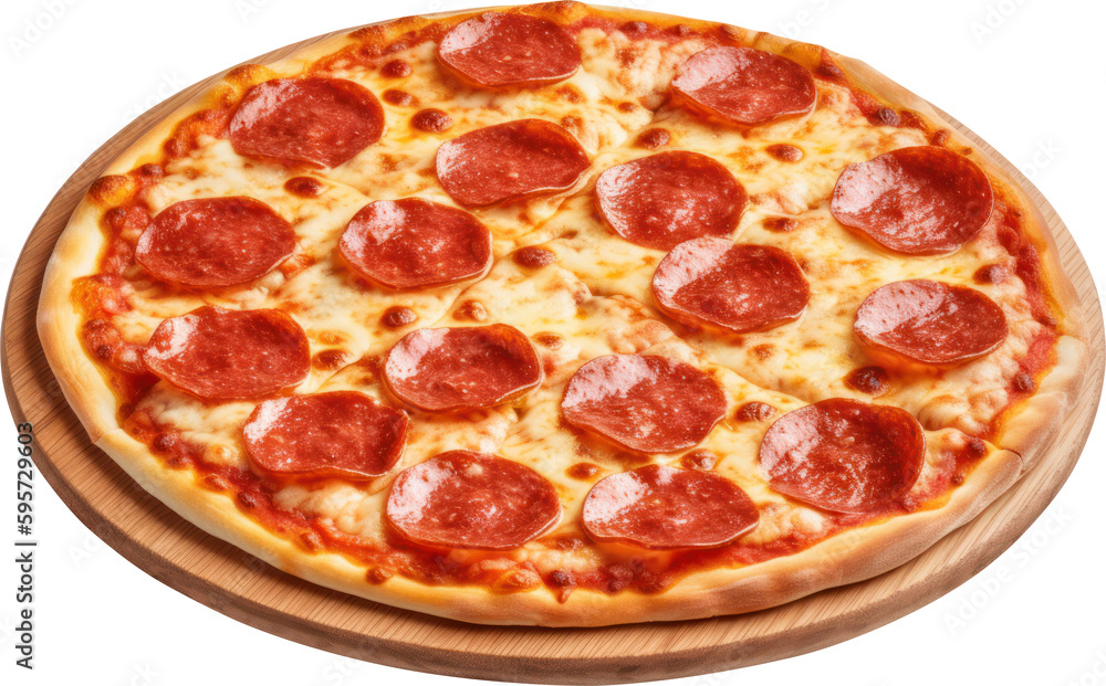 Pepperoni pizza isolated. Generative AI. Pepperoni pizza isolated. Generative AI.