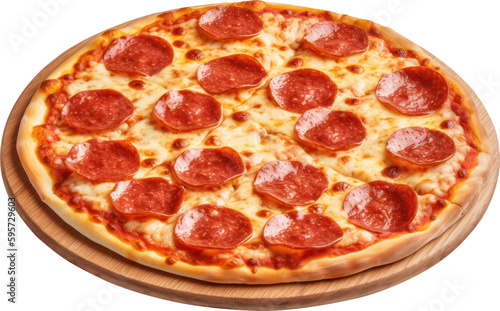 Pepperoni pizza isolated. Generative AI.