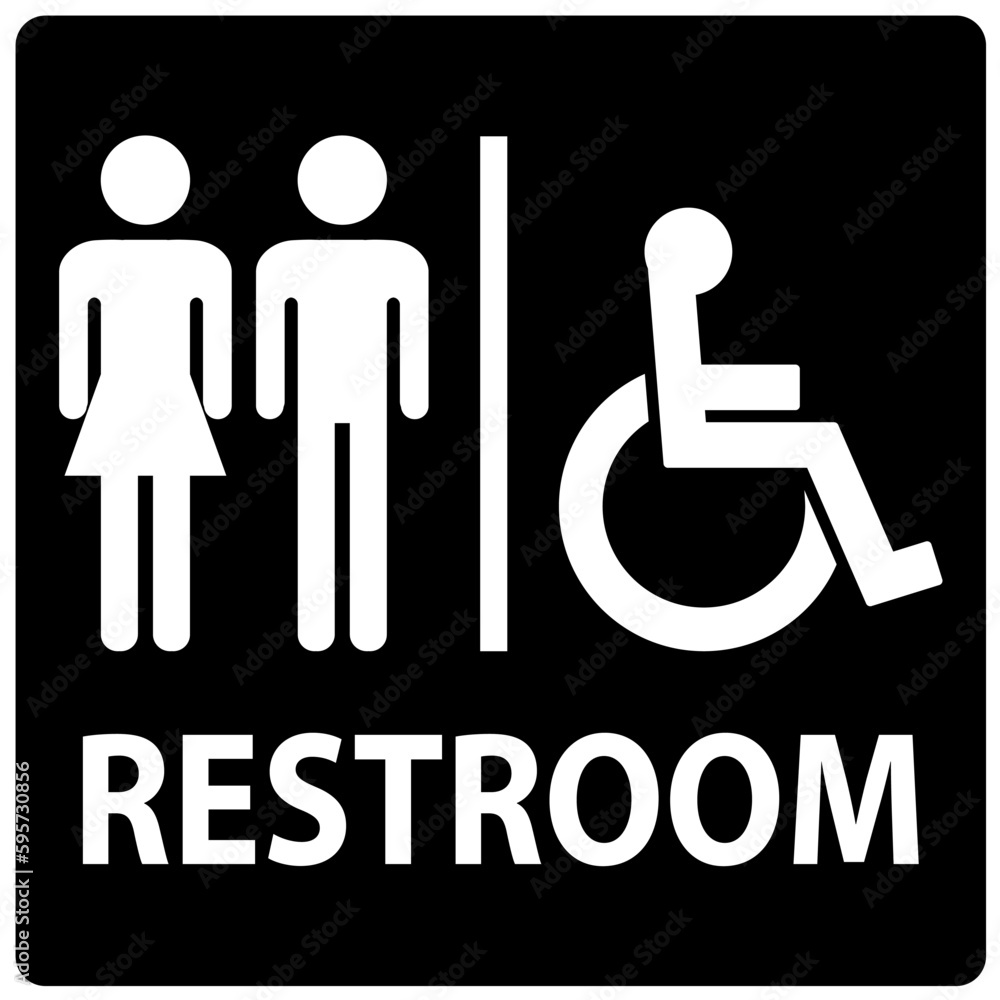 Unisex And Disabled Toilet Door Sign,Handicap Restroom Symbol Stock