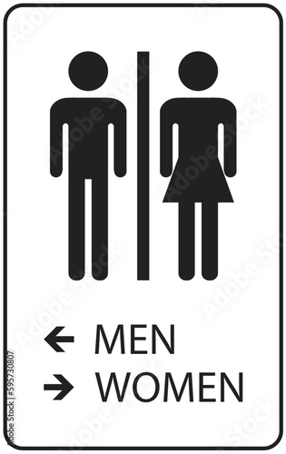 Bathroom Directional Sign Men Left, Women Right