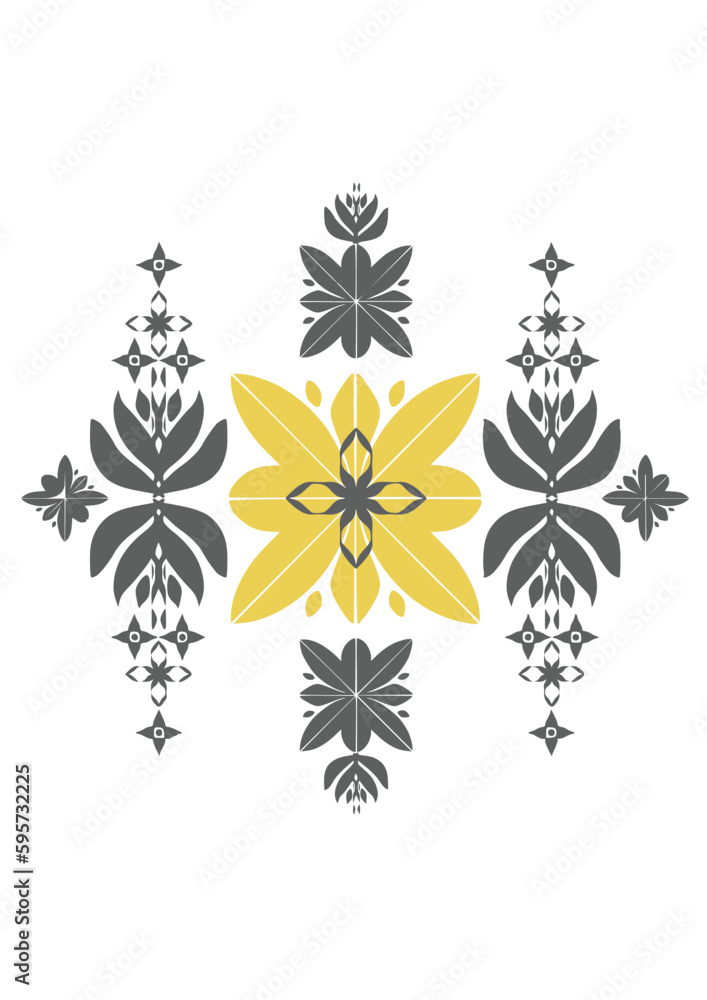 Line drawing yellow gray flowers on a white background for your design seamless vector illustration