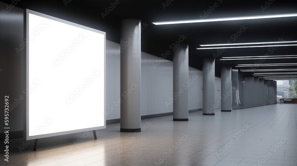 Mockup of an empty, blank billboard vertical poster on the side of a building. Generative AI. Mockup of an empty, blank billboard vertical poster on the side of a building. Generative AI.