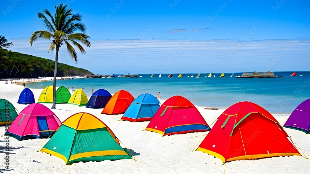 Colorful beach tents at the beach