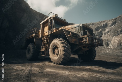 A vehicle used for mining in a quarry. Generative AI