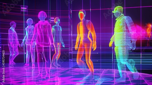 colorful people thermal scan, digital art illustration, Generative AI photo