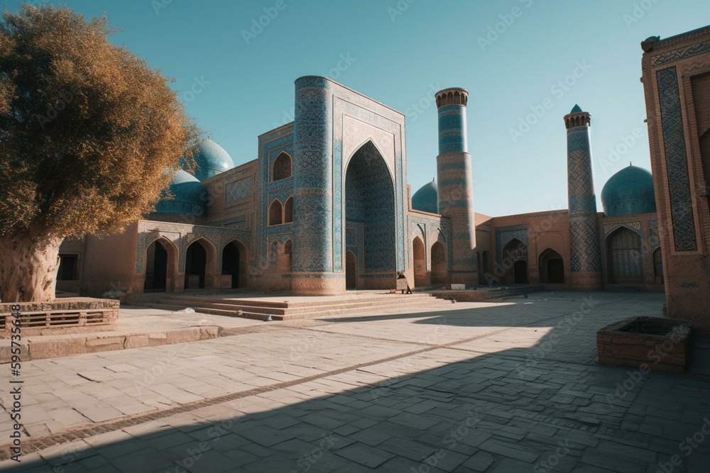 An ancient city square in Uzbekistan's Samarkand. Generative AI
