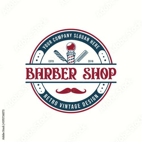 Barber shop logo design with retro vintage style logo