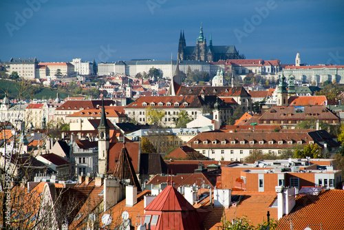 Prague panorama with Prague Castle at background, Czech Republic