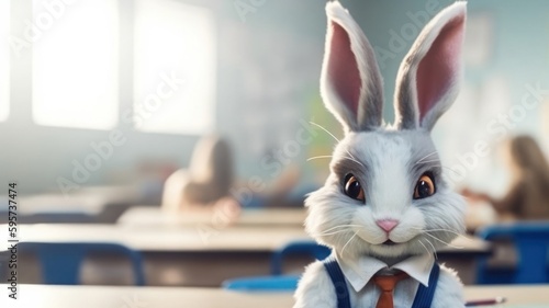 Bunny Pupil Getting Ready For Exams Generative AI