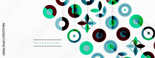 Colorful circles in a grid composition abstract background. Design for wallpaper, banner, background, landing page, wall art, invitation, prints, posters