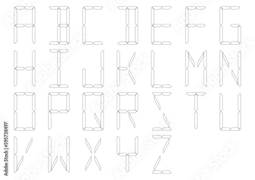 16セグメントで作ったアルファベットのデジタル文字の線画