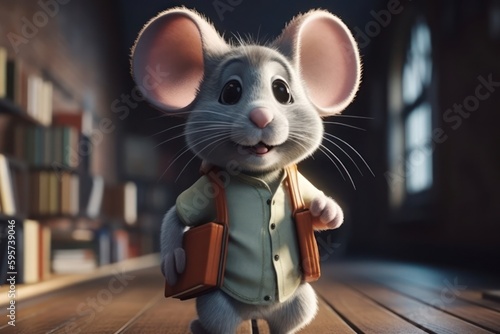 Mouse College Student Studying Generative AI