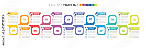 infographic Project timeline graph for 12 months modern diagram calendar, presentation vector infographic.
