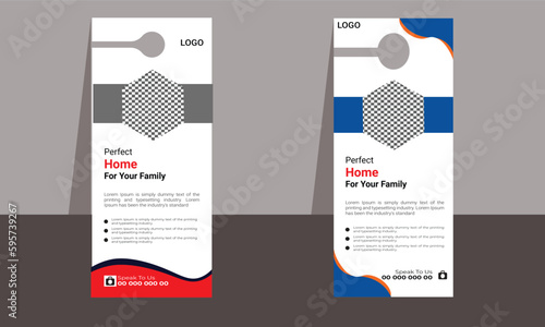 Simple and Corporate Door Sign Tag or Door Hanger Template.