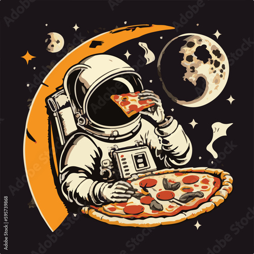 ASTRONOUT EATING UNIQUE PIZZA VECTOR