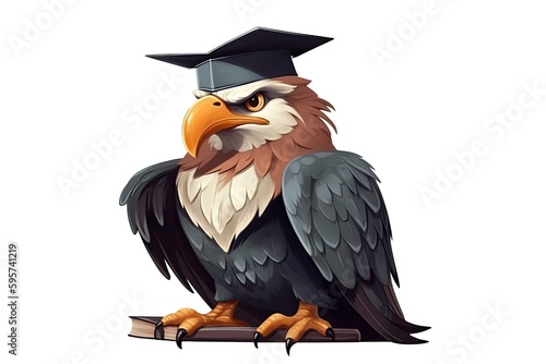 Cartoon Eagle Pupil Graduating Generative AI photo