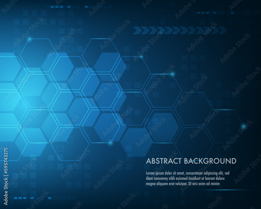 Abstract geometric shape technology digital hi tech science and digital technology concept background. Illustration for Web Design, Poster, Brochure, Printing, Advertisement, etc.
