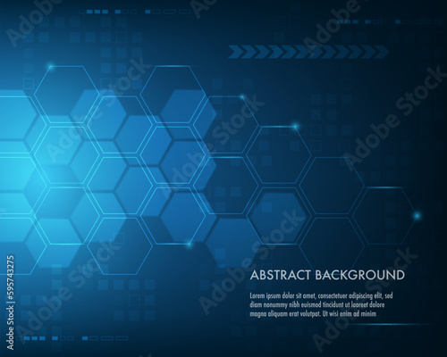 Abstract geometric shape technology digital hi tech science and digital technology concept background. Illustration for Web Design, Poster, Brochure, Printing, Advertisement, etc.
