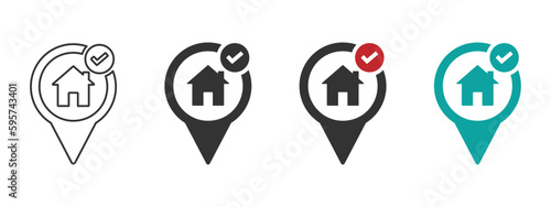 Correct house location vector icons set. correct house vector sign. correct address vector sign collection