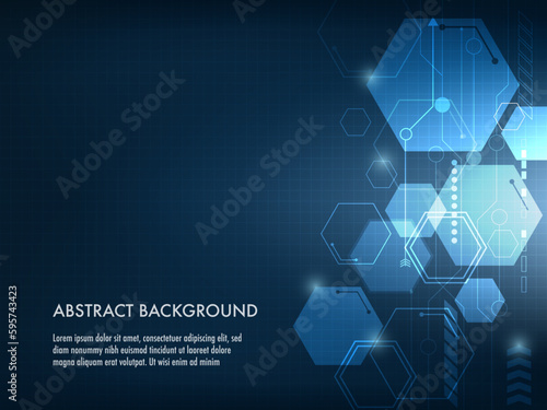 Abstract geometric shape technology digital hi tech science and digital technology concept background. Illustration for Web Design, Poster, Brochure, Printing, Advertisement, etc.
