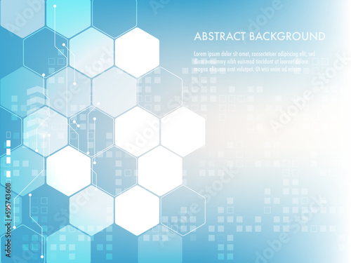 Abstract geometric shape technology digital hi tech science and digital technology concept background. Illustration for Web Design, Poster, Brochure, Printing, Advertisement, etc.
