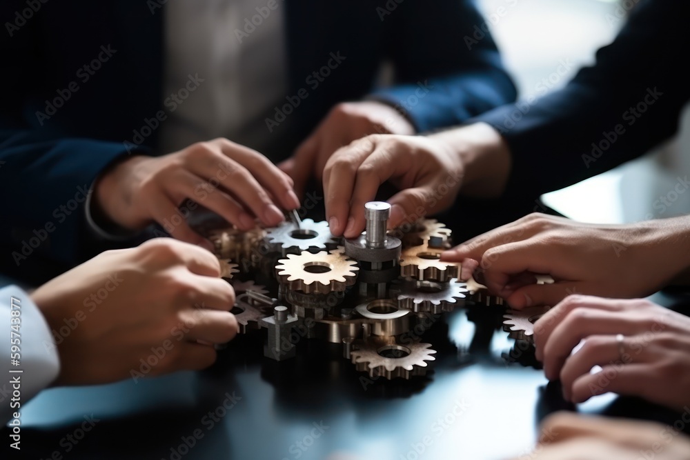 people working with gears, generative ai people working with gears, generative ai