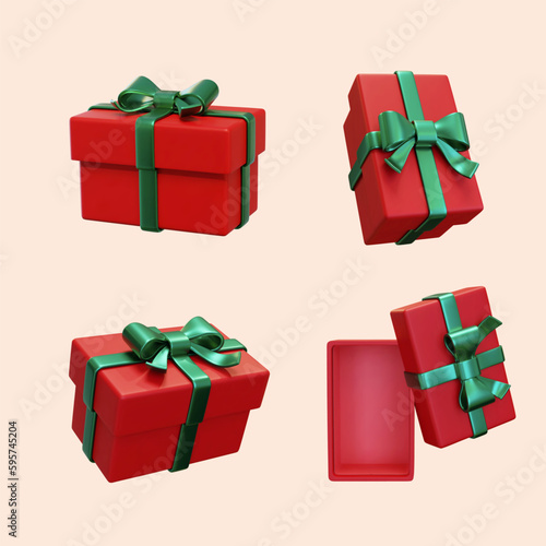 Red gift boxes element set