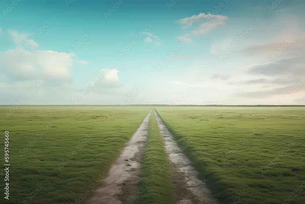 Landscape of dirt road leading off into the distance. Generative Ai. Landscape of dirt road leading off into the distance. Generative Ai.