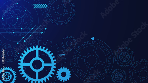 Gears mechanism digital technology and engineering with dots and lines connection. Abstract technical background design.
