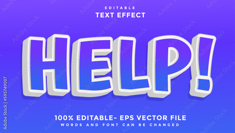 3d Minimal Gradient Word Help Editable Text Effect Design Template, Effect Saved In Graphic Style