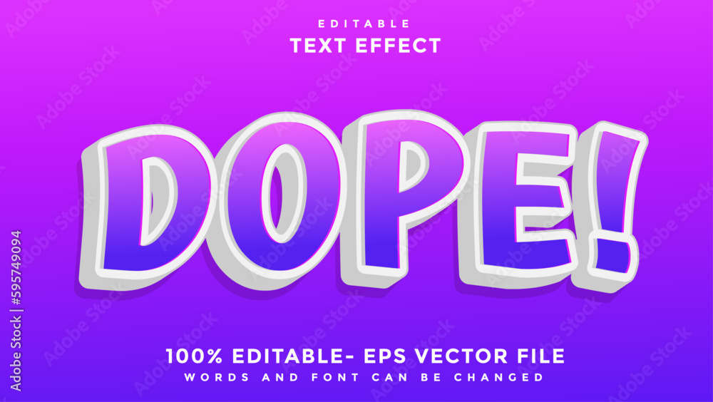 3d Minimal Gradient Word Dope Editable Text Effect Design Template, Effect Saved In Graphic Style