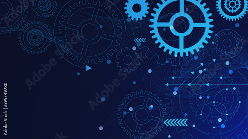 Gears mechanism digital technology and engineering with dots and lines connection. Abstract technical background design.